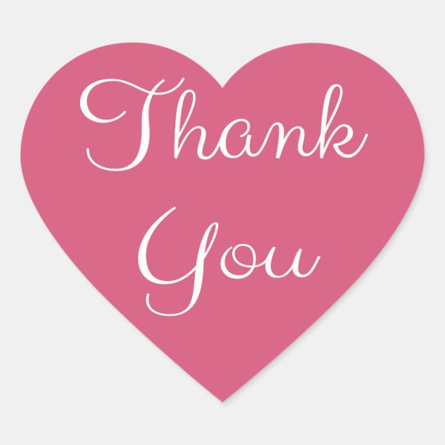 Thank You Pink And White Heart Heart Sticker (Front)