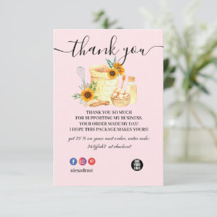 Thank You Pink Baking & Cooking Utensil Bakery Card