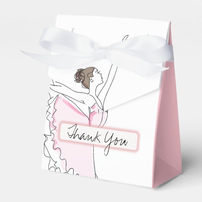 Thank You Pink Ballerina Birthday Baby Favour Boxe Favor Box (Front Side)