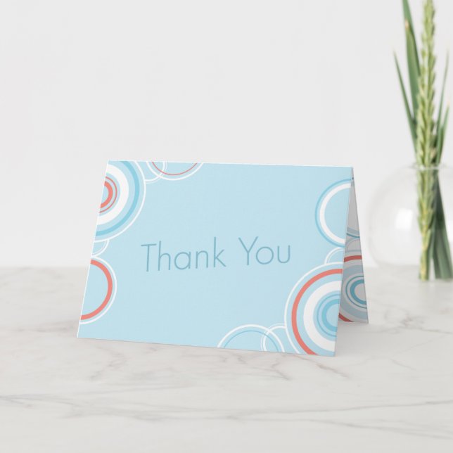 Thank You - Pink & Blue Circles Card (Front)