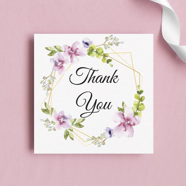 thank you, pink blush flowers wreath card (Creator Uploaded)