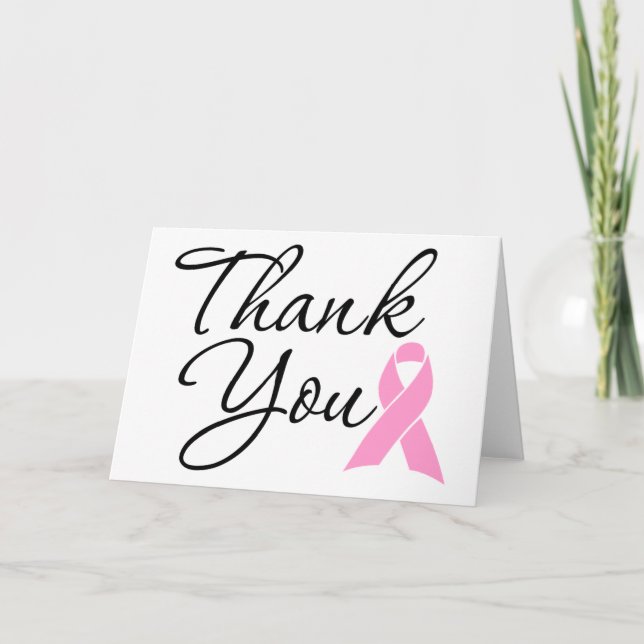 Thank You Pink Breast Cancer Awareness Ribbon Card (Front)