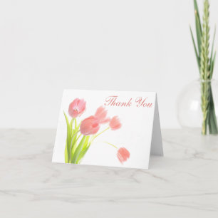Thank You Pink Day Tulips Floral Notecard - Blank