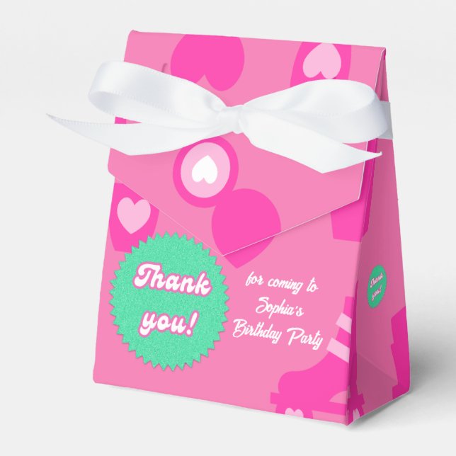 Thank you, Pink Doll Birthday Party, Girl Favor Box (Front Side)
