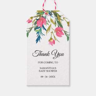 Thank You Pink Floral Baby Shower Favour Gift Tags