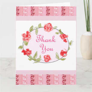 Thank You Pink Floral Decorative Art Card