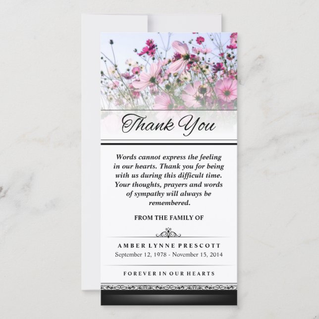 Thank You Pink Flower Field Words Cannot Express (Front)