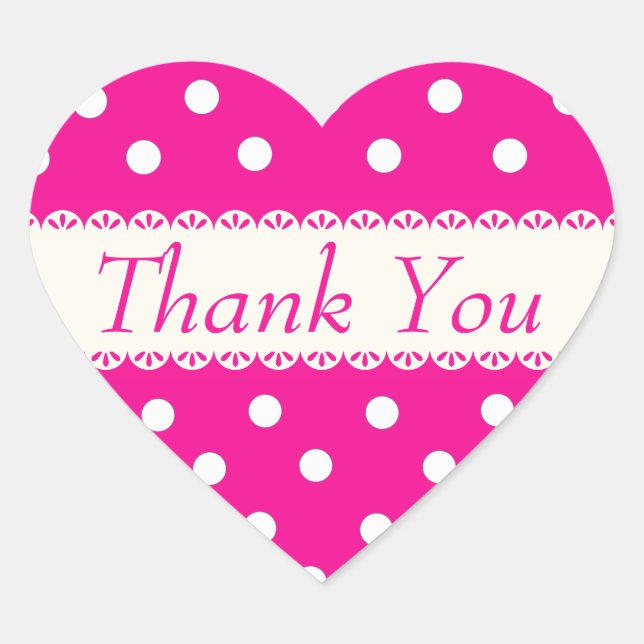 Thank You Pink Fuschia & White Polka Dot Sticker (Front)