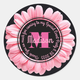 Thank You Pink Gerbera Add Your Own Message Daisy Classic Round Sticker