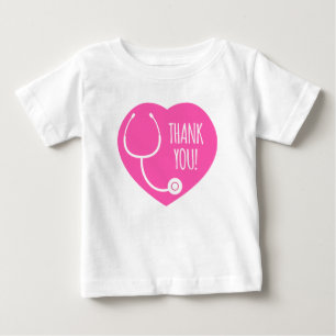 Thank You   Pink Heart Stethoscope Baby T-Shirt