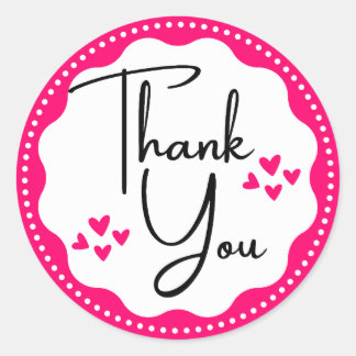 Thank You Pink Hearts  Classic Round Sticker