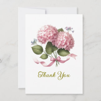 Thank You Pink Hydrangea Wedding Day Card
