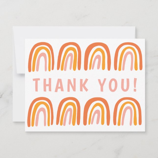 THANK YOU Pink Orange Colourful Sweet Rainbow Card (Front)