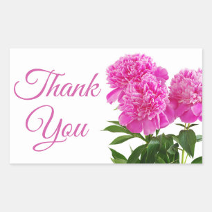 Thank You Pink Peony Flowers Floral Wedding Party Sticker