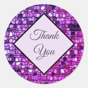Thank You Pink Purple Mosaic Pattern Appreciation Classic Round Sticker