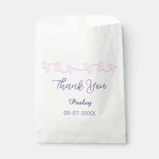 thank you pink purple pastel wedding name date lea favour bag