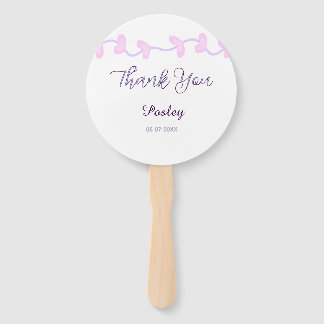 thank you pink purple pastel wedding name date lea hand fan