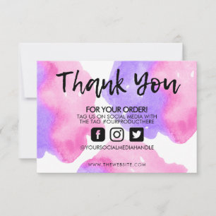 Thank you Pink Purple Watercolor Media Insert