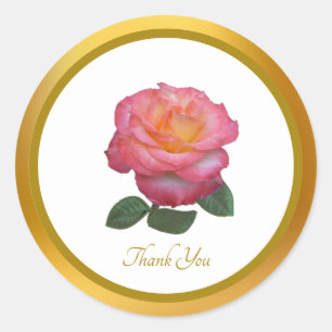 Thank You Pink Rose Sticker