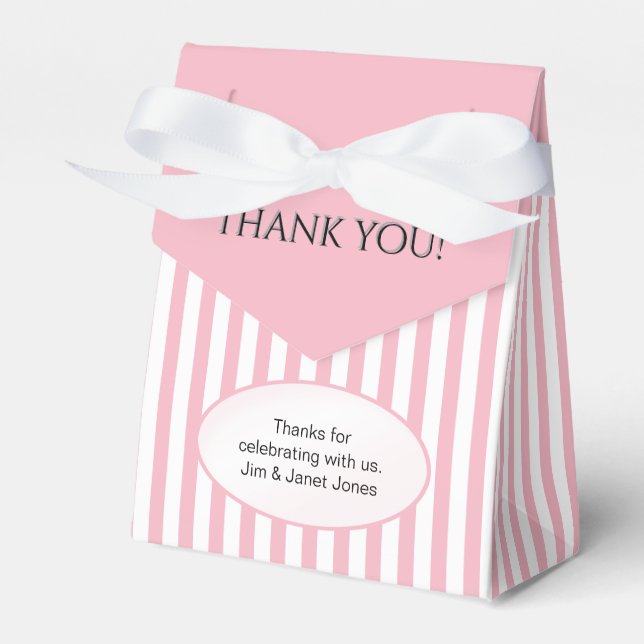 Thank You - Pink Simple Stripes Pattern Favor Box (Front Side)
