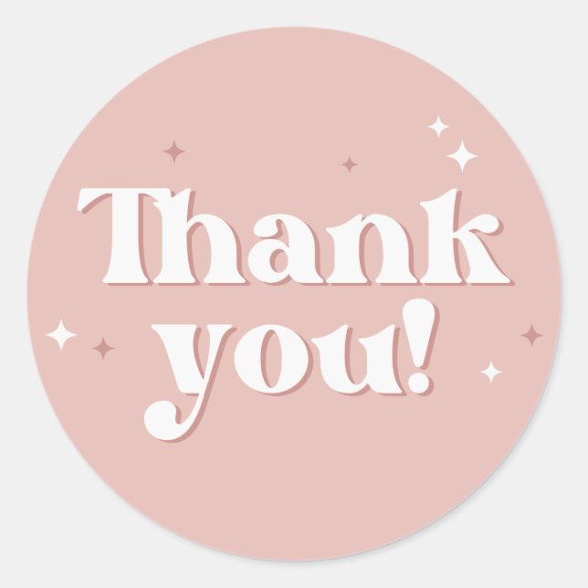 Thank You Pink Sparkle Classic Round Sticker (Front)