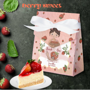 Thank You" Pink Strawberry Baby Shower Favor Box