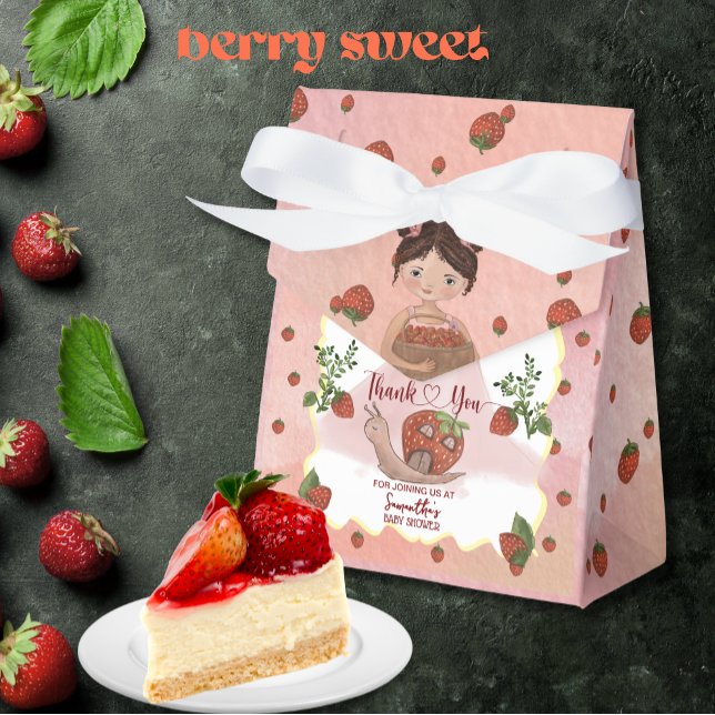 Thank You" Pink Strawberry Baby Shower Favor Box (Thank You_ Pink Strawberry Baby Shower Favor Boxes)