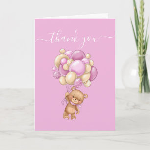 Thank you Pink Teddy Wonderful Balloons Card