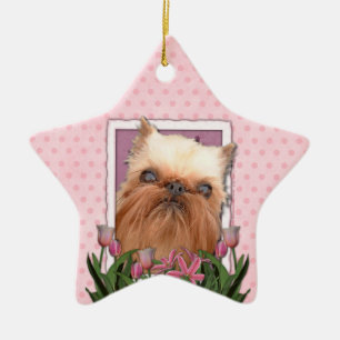 Thank You - Pink Tulips - Brussels Griffon Ceramic Ornament