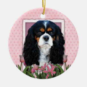 Thank You - Pink Tulips - Cavalier - Tri-Colour Ceramic Ornament