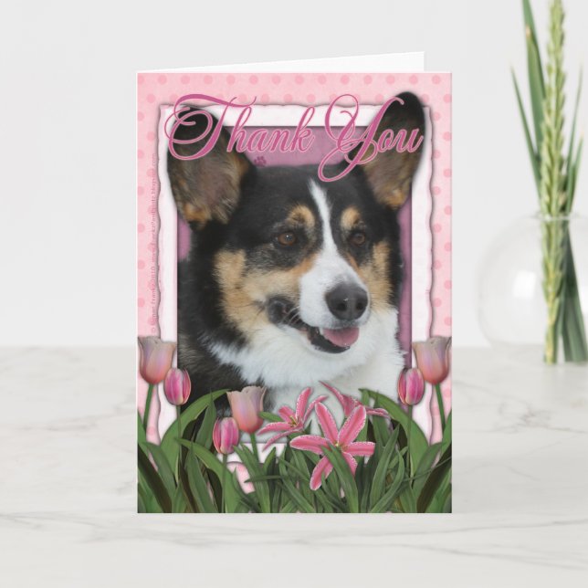 Thank You - Pink Tulips - Corgi (Front)