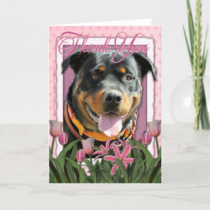 Thank You - Pink Tulips - Rottweiler - SambaParTi Card