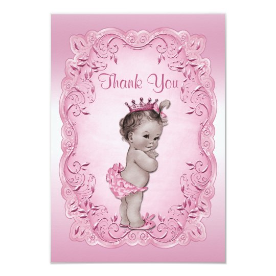 Thank You Pink Vintage Princess Baby Shower Card | Zazzle.ca