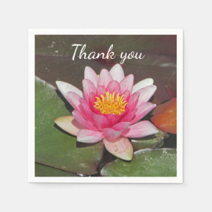 Thank You Pink Water Lily Photo Appreciation Napkin