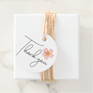 Thank you Pink Watercolor Flower Favour Tags