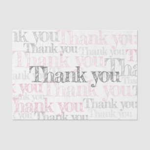 Thank you, pink, white and grey tissue paper