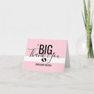 THANK YOU Pink White Feet GIRL Baby Shower Party Card