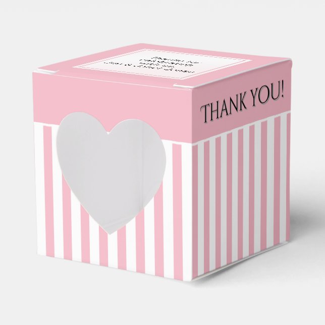 Thank You Pink/White /White Stripes Pattern Favor Box (Front Side)