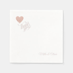 Thank you Pinkish Love Heart Wedding Napkin
