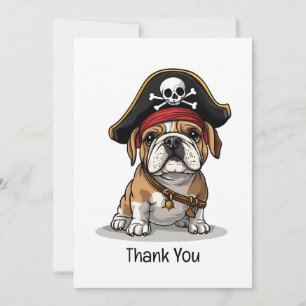 Thank You Pirate English Bulldog Skull Card