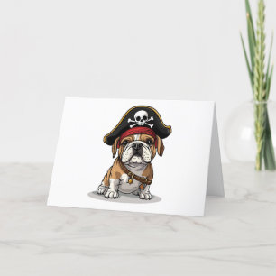 Thank You Pirate English Bulldog Skull Card
