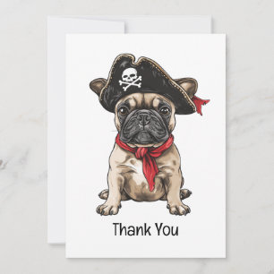 Thank You Pirate French Bulldog Skull Crossbones Card
