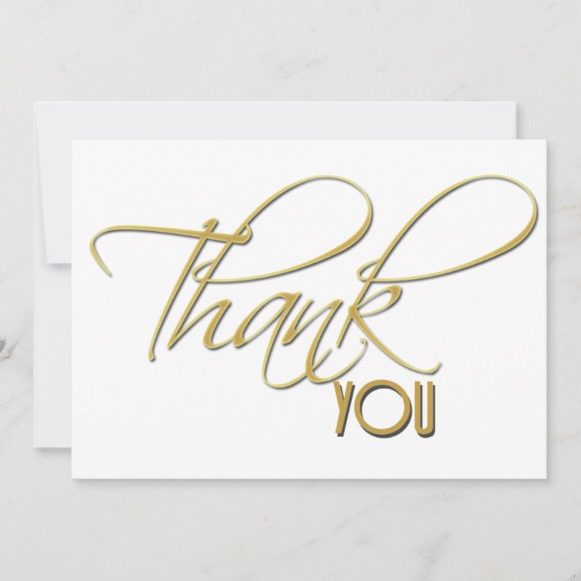 Thank you plain minimalist faux gold calligraphy card (Front)