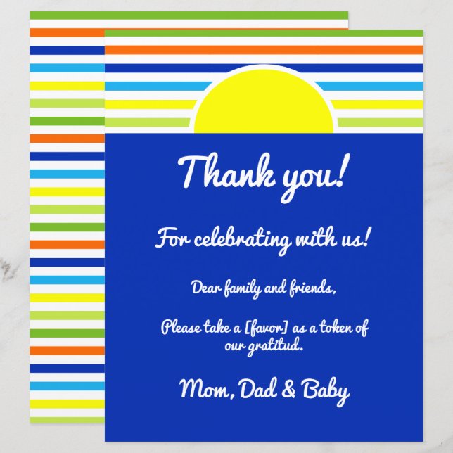 Thank You Please Take Favour Summer Stripes Shower (Front/Back)