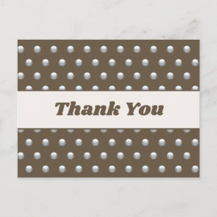 Thank You Polka Dot Silver Dark Brown Appreciation Postcard