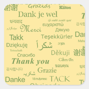 "Thank You" Polyglot Typography Art, Motivational Square Sticker