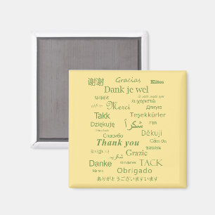 "Thank You" Polyglot Typography Green Egg White Magnet