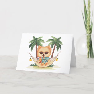Thank You Pomeranian Dog In A Hammock Card