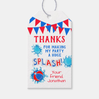 Thank You Pool Party Red White Blue Favour Tag