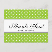 Thank you postcards  | apple green polkadots